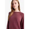 Defacto C4474AXBR350 Bordo Regular Fit Bisiklet Yaka Basic Düz Triko Kazak Tunik