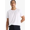 Defacto E9316AXWT34 Beyaz DeFactoFit Standart Fit Hızlı Kuruyan Nefes Alabilen Esnek Kumaş Bisiklet Yaka Sporcu Kısa Kollu Tişört