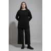 Defacto H3431AZBK27 Siyah Regular Fit Bisiklet Yaka Yırtmaçlı Basic Düz Triko Kazak Tunik