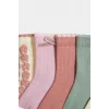 Defacto F6729A5KR1 Çok Renkli Kız Bebek Kaydırmaz Taban 5li Pamuklu Uzun Çorap