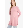 Defacto H3431AZBR96 Bordo Regular Fit Bisiklet Yaka Yırtmaçlı Basic Düz Triko Kazak Tunik