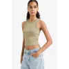 Defacto A8859AXKH459 Haki Slim Fit Dar Kesim Halter Yaka Fitilli Kaşkorse Atlet