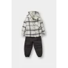 Defacto G3225A5ER233 Ekru Erkek Bebek 2li Takım Kareli Twill Kapüşonlu Gömlek Pantolon
