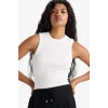 Defacto F8721AXWT32 Beyaz Slim Fit Dar Kesim Basic Düz Bisiklet Yaka Fitilli Kaşkorse Atlet