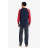 Defacto G2905AXNV135 Lacivert Pijama Takımı Regular Fit Baskılı Uzun Kollu Üst Uzun Alt