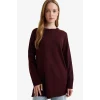 Defacto C4474AXBR174 Bordo Regular Fit Bisiklet Yaka Basic Düz Triko Kazak Tunik