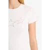 Defacto G2770AXWT32 Beyaz Coool Fitted Yıldız Desenli Ribana Kısa Kollu Tişört