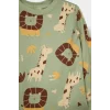 Defacto G4402A5GN270 Yeşil Erkek Bebek Pijama Takımı Safari Baskılı Uzun Kollu Penye Üst Uzun Alt