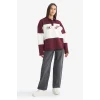 Defacto G3882AXBR115 Bordo Coool Regular Fit Polo Yaka Sırt Baskılı Sweatshirt