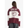 Defacto G3882AXBR115 Bordo Coool Regular Fit Polo Yaka Sırt Baskılı Sweatshirt