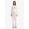 Defacto G3346AXPN648 Pembe Pijama Takımı Regular Fit Ayı Baskılı Uzun Kollu Üst Desenli Uzun Alt-Fall in Love