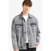 Defacto F4736AXNM18 Gri Oversize Geniş Kalıp Düğmeli Denim Ceket