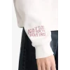 Defacto G3878AXWT47 Beyaz Oversize Geniş Kalıp Kapüşonlu Sırt Baskılı Sweatshirt