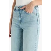 Defacto G2215AXNM28 Mavi Comfort Straight Normal Bel Bilek Boy Jean Yıkamalı Pantolon