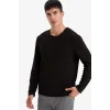 Defacto G2605AXBK81 Siyah Slim Fit Dar Kesim Bisiklet Yaka Sweatshirt