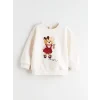 LCW Kids Ekru Ayıcık Baskılı Kız Çocuk Sweatshirt ve Tayt Pantolon 2li