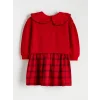LCW Kids Kırmızı Ekose Desenli Kız Çocuk Elbise