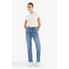 Defacto F9726AXNM28 Mavi Comfort Straight Normal Bel Bilek Boy Jean Yıkamalı Pantolon