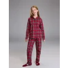 LCW Kids Kırmızı Ekose Desenli Kız Çocuk Pijama Takımı