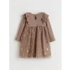 LCW baby Kahverengi Bisiklet Yaka Kız Bebek Tütü Elbise