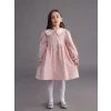 LCW Kids Pembe Bebe Yaka Kız Çocuk Kadife Elbise