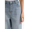 Defacto G1404AXNM28 Mavi 90s Wide Leg Yüksek Bel Uzun Jean Yıkamalı Pantolon