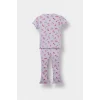 Defacto F3510A5PR305 Mor Kız Bebek 2li Takım Desenli Fitilli Kaşkorse Kısa Kollu Tişört Tayt