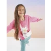 LCW Kids Pembe Bisiklet Yaka Baskılı Uzun Kollu Kız Çocuk Sweatshirt