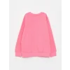 LCW Kids Pembe Bisiklet Yaka Baskılı Uzun Kollu Kız Çocuk Sweatshirt