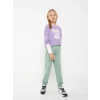 LCW Kids Lila Bisiklet Yaka Baskılı Uzun Kollu Kız Çocuk Sweatshirt