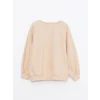 LCW Kids Pembe Bisiklet Yaka Baskılı Uzun Kollu Kız Çocuk Sweatshirt