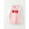 LCW Kids Pembe Kapüşonlu Baskılı Uzun Kollu Kız Çocuk Sweatshirt