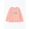 LCW Kids Mercan Bisiklet Yaka Baskılı Çift Yönlü Payetli Uzun Kollu Kız Çocuk Sweatshirt