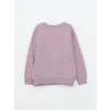 LCW Kids Lila Bisiklet Yaka Baskılı Uzun Kollu Kız Çocuk Sweatshirt
