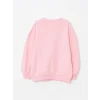 LCW Kids Pembe Bisiklet Yaka Baskılı Uzun Kollu Kız Çocuk Sweatshirt