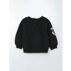 LCW baby Siyah Bisiklet Yaka Uzun Kollu Nostaljik Maymun Baskılı Kız Bebek Sweatshirt