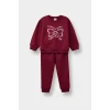 Defacto F0543A5BR285 Bordo Kız Bebek 2li Takım Baskılı İçi Yumuşak Tüylü Sweatshirt Eşofman Altı