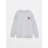 LCW Kids Gri Bisiklet Yaka Baskılı Uzun Kollu Erkek Çocuk Sweatshirt