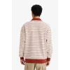 Defacto G7003AXER105 Ekru Boxy Fit Polo Yaka Baskılı Çizgili Sweatshirt