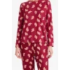 Defacto G5776AXBR205 Bordo Pijama Takımı Regular Fit Desenli Uzun Kollu Üst Uzun Alt