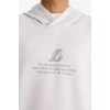 Defacto F3876AXGR519 Gri NBA Los Angeles Lakers Boxy Fit Kapüşonlu Skuba Dalgıç Kumaş Sırt Baskılı Sweatshirt