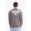 Defacto E9324AXGR206 Gri Vikings Valhalla Boxy Fit Dik Yaka Yarım Fermuarlı Sırt Baskılı Sweatshirt