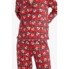 Defacto G7227AXRD256 Kırmızı Pijama Takımı Regular Fit Ayıcık Desenli Kareli Uzun Kollu Üst Uzun Alt