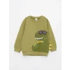 LCW baby Yeşil Bisiklet Yaka Uzun Kollu Baskılı Erkek Bebek Sweatshirt