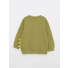LCW baby Yeşil Bisiklet Yaka Uzun Kollu Baskılı Erkek Bebek Sweatshirt