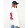 LCW Vision Ekru Kapüşonlu Baskılı Uzun Kollu Kadın Sweatshirt