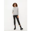 LCW Vision Gri Kapüşonlu Düz Uzun Kollu Kadın Sweatshirt