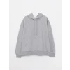 LCW Vision Gri Kapüşonlu Düz Uzun Kollu Kadın Sweatshirt