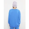 LCW Vision Mavi Bisiklet Yaka Baskılı Uzun Kollu Kadın Sweatshirt