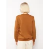 LCW Vision Kahverengi Bisiklet Yaka Baskılı Kadın Kalın Sweatshirt